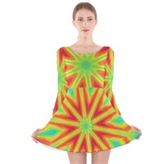 Kaleidoscope Background Star Long Sleeve Velvet Skater Dress by Mariart