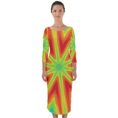 Kaleidoscope Background Star Quarter Sleeve Midi Bodycon Dress by Mariart