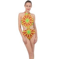 Kaleidoscope Background Star Halter Side Cut Swimsuit by Mariart