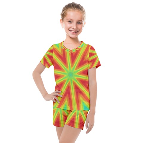 Kaleidoscope Background Star Kids  Mesh Tee And Shorts Set by Mariart