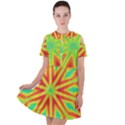 Kaleidoscope Background Star Short Sleeve Shoulder Cut Out Dress  View1