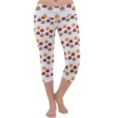 Autumn Leaves Capri Yoga Leggings by Mariart