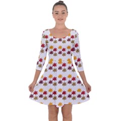 Autumn Leaves Quarter Sleeve Skater Dress