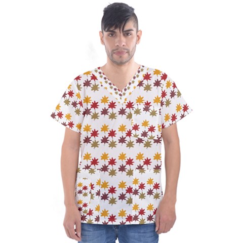 Autumn Leaves Men s V-neck Scrub Top by Mariart