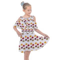 Autumn Leaves Kids  Shoulder Cutout Chiffon Dress by Mariart