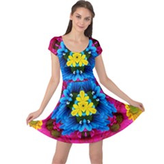 Flowers Kaleidoscope Mandala Cap Sleeve Dress by Mariart