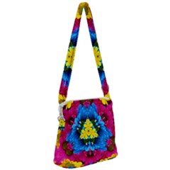 Flowers Kaleidoscope Mandala Zipper Messenger Bag