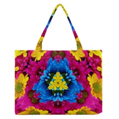 Flowers Kaleidoscope Mandala Zipper Medium Tote Bag by Mariart