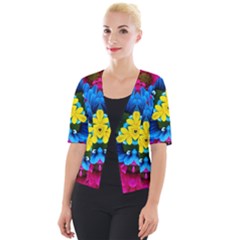 Flowers Kaleidoscope Mandala Cropped Button Cardigan by Mariart