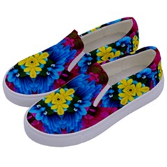 Flowers Kaleidoscope Mandala Kids  Canvas Slip Ons by Mariart