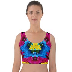 Flowers Kaleidoscope Mandala Velvet Crop Top by Mariart