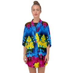 Flowers Kaleidoscope Mandala Half Sleeve Chiffon Kimono