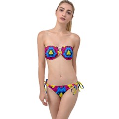 Flowers Kaleidoscope Mandala Twist Bandeau Bikini Set