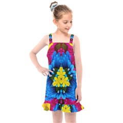 Flowers Kaleidoscope Mandala Kids  Overall Dress by Mariart