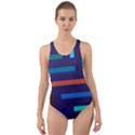 Line Background Abstract Cut-Out Back One Piece Swimsuit View1