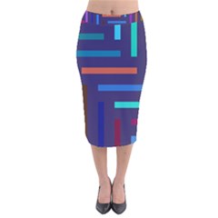 Line Background Abstract Velvet Midi Pencil Skirt by Mariart