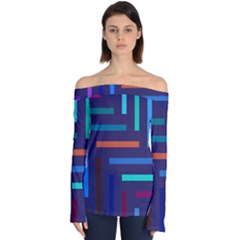 Line Background Abstract Off Shoulder Long Sleeve Top by Mariart