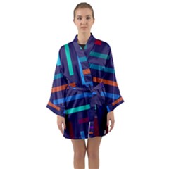 Line Background Abstract Long Sleeve Kimono Robe