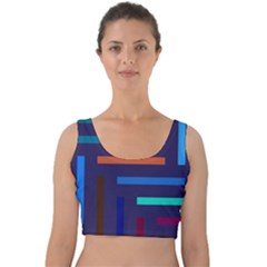 Line Background Abstract Velvet Crop Top by Mariart