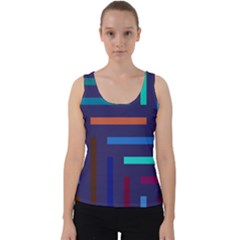 Line Background Abstract Velvet Tank Top