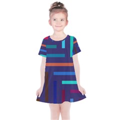 Line Background Abstract Kids  Simple Cotton Dress