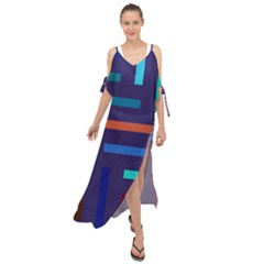 Line Background Abstract Maxi Chiffon Cover Up Dress