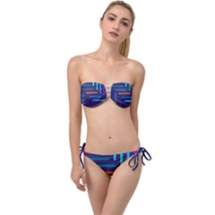 Line Background Abstract Twist Bandeau Bikini Set