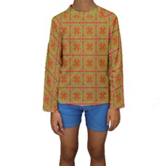 Western Pattern Backdrop Kids  Long Sleeve Swimwear by Mariart