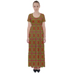 Western Pattern Backdrop High Waist Short Sleeve Maxi Dress