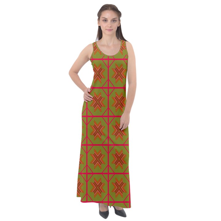 Western Pattern Backdrop Sleeveless Velour Maxi Dress