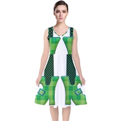 Saint Patrick S Day March V-neck Midi Sleeveless Dress 