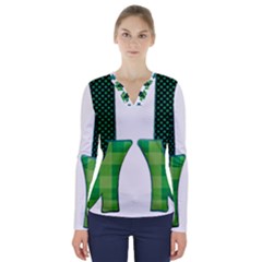 Saint Patrick S Day March V-neck Long Sleeve Top by Mariart