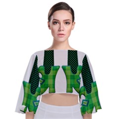 Saint Patrick S Day March Tie Back Butterfly Sleeve Chiffon Top