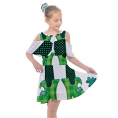 Saint Patrick S Day March Kids  Shoulder Cutout Chiffon Dress