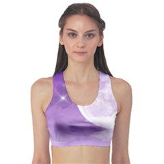 Purple Sky Star Moon Clouds Sports Bra by Mariart