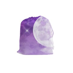 Purple Sky Star Moon Clouds Drawstring Pouch (medium) by Mariart