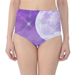 Purple Sky Star Moon Clouds Classic High-waist Bikini Bottoms by Mariart