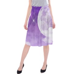 Purple Sky Star Moon Clouds Midi Beach Skirt by Mariart