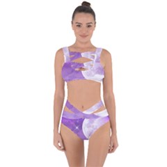 Purple Sky Star Moon Clouds Bandaged Up Bikini Set  by Mariart