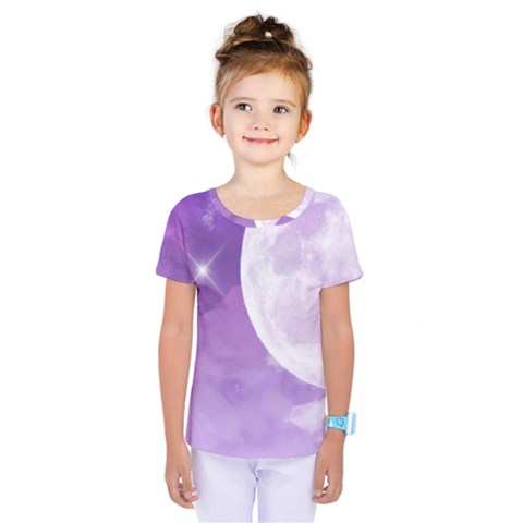 Purple Sky Star Moon Clouds Kids  One Piece Tee by Mariart