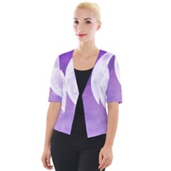 Purple Sky Star Moon Clouds Cropped Button Cardigan