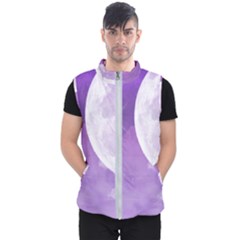 Purple Sky Star Moon Clouds Men s Puffer Vest