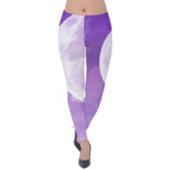 Purple Sky Star Moon Clouds Velvet Leggings by Mariart