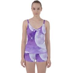 Purple Sky Star Moon Clouds Tie Front Two Piece Tankini by Mariart