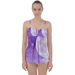 Purple Sky Star Moon Clouds Babydoll Tankini Set by Mariart