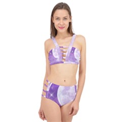 Purple Sky Star Moon Clouds Cage Up Bikini Set by Mariart