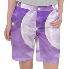 Purple Sky Star Moon Clouds Pocket Shorts by Mariart