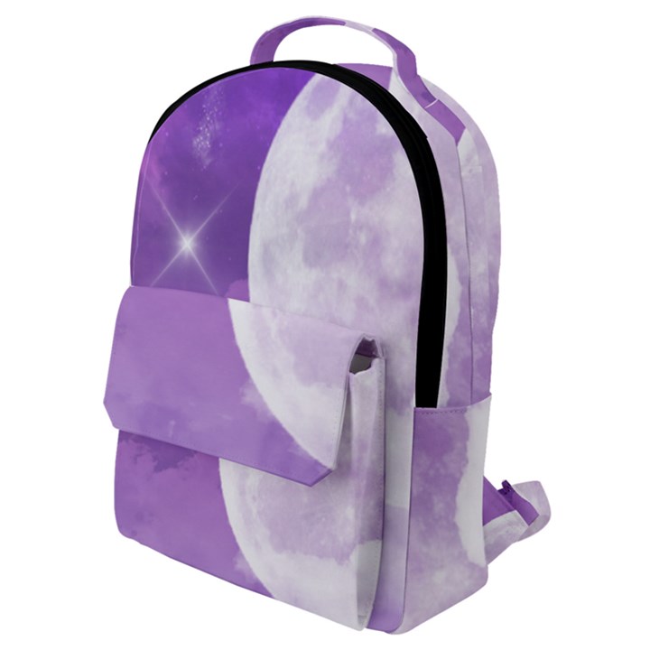 Purple Sky Star Moon Clouds Flap Pocket Backpack (Small)