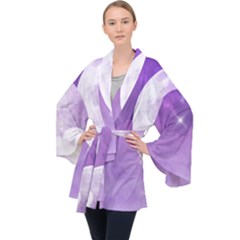 Purple Sky Star Moon Clouds Velvet Kimono Robe by Mariart