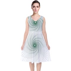 Spirograph Pattern V-neck Midi Sleeveless Dress 